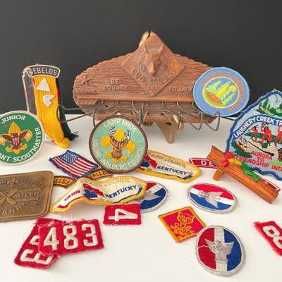 Vintage Cub Scout Tie Rack, Nealslide, And Scout Badges