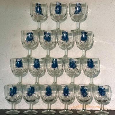 Miller Lite Thick Glass Thumbprint Goblet Beer Glasses (18 Count)