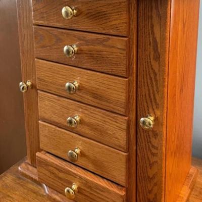 Solid Oak Jewelry Chest