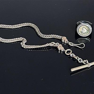 Edwardian Watch Fob and Art Deco Portrait Ring