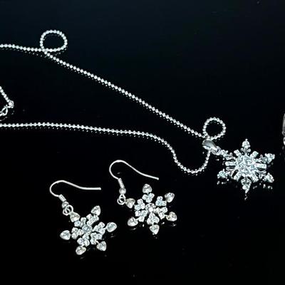 Rhinestone Snowflake Demiparure and Sarah Coventry Marcasite Ring