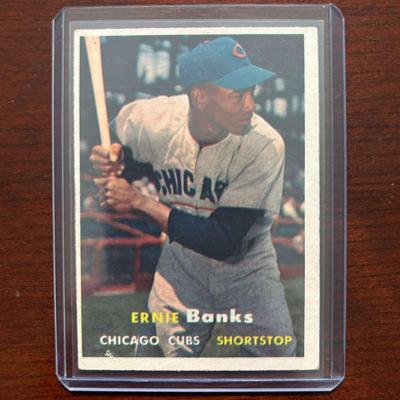 1957 Topps Baseball Card. Ernie Banks, Chicago Cubs, # 55