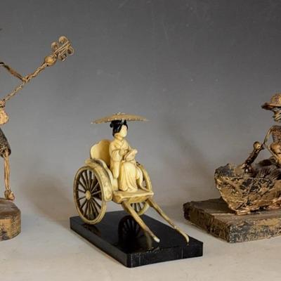 Wire Craft Barbados Wire & Mesh Figures & Rickshaw Geisha 