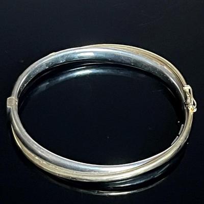 14K Two Tone Gold Bangle, Italian 