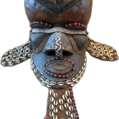 Antique African Mask with Cowrie Shells