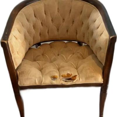 Antique Tufted Barrel Chair