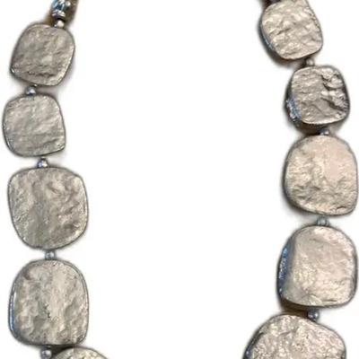 Antique Silver Stone Statement Necklace