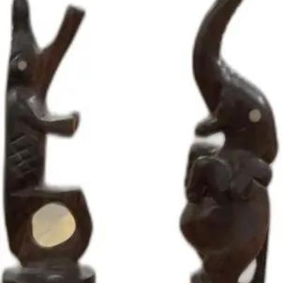Vintage Pair of Wooden Carved Animals
