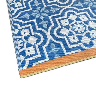 Blue and White Patterned Outdoor Mat