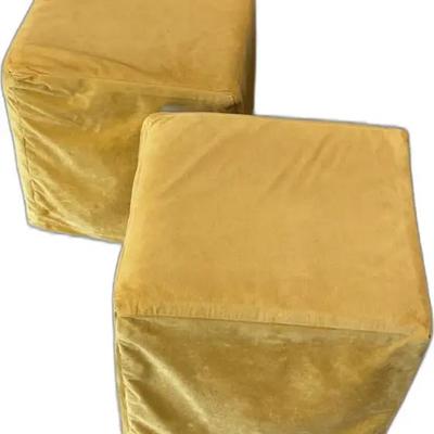 Pair of Velvet Cube Ottomans