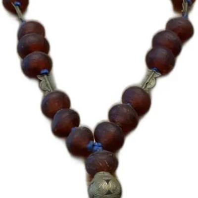 Antique Beaded Necklace with Tassel
