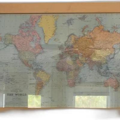 Vintage Framed World Map
