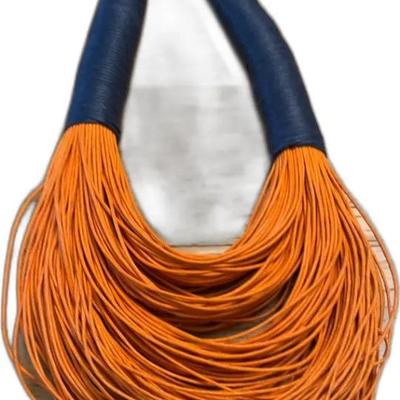Antique Orange & Blue Rope Necklace