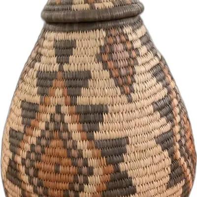 Handwoven Lidded African Zulu Basket