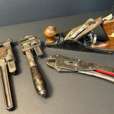 Vintage Tools: Plane, Trimo & Stillson Monkey Wrenches, BMC Vise Grip