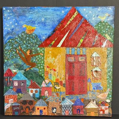 Painting & Collage On Canvas Signed Diamond - 24x24”