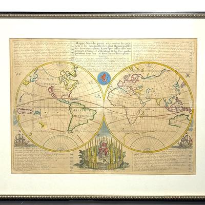 Early 18th Century World Map By Henri Abraham Chatelain - Hand Colored Copper Engraving 