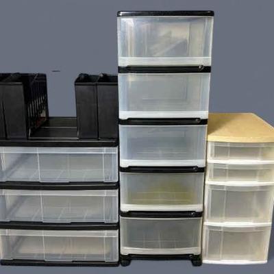 Plastic Storage Drawers (3) & Folder Organizers 