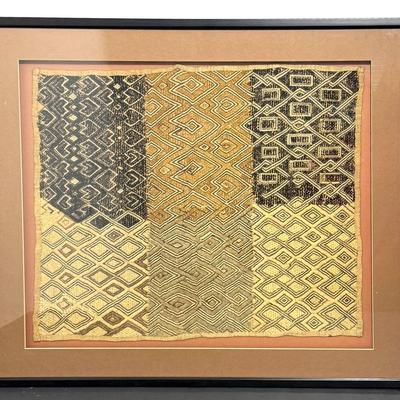 Kuba Cloth-Style African Textile - Framed 25x29”