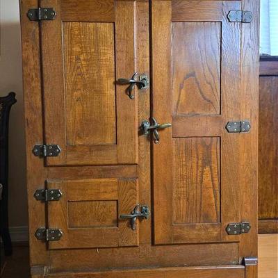 Vintage Oak Icebox - 35x18x47"