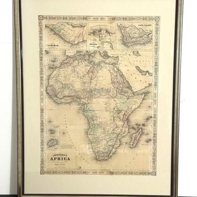 1864 Map Of Africa By AJ Johnson And Ward - Hand Colored 