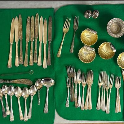 Vintage Silver Plate Specialty Flatware & Salts: Seafood Forks & Fruit Knives, Demitasse Spoons