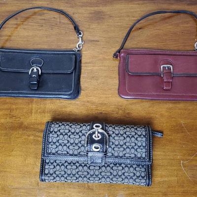 Coach Mongram Canvas Wallet & Leather Wristlets (3)
