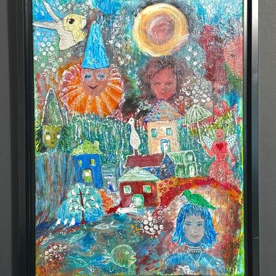 Painting On Canvas Signed Diamond - Framed 26x20”