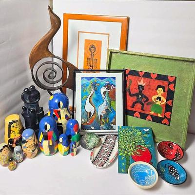Hand Crafted Art & Figures, Pottery Trinket Dishes, Nesting Dolls And More Decor