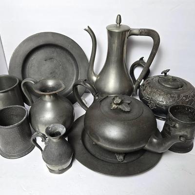Antique & Vintage Pewter Teapots, Tankards, Plates & More