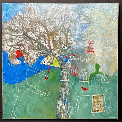 Painting & Collage On Canvas Signed Diamond - 20x20”