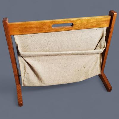 Danish Modern Teak BRDR Furbo Magazine Rack With Linen Pockets