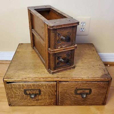 Vintage Card File Drawers & Sewing Table Drawers