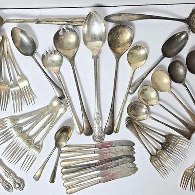 Vintage Silver Plate Flatware And Serving Utensils 