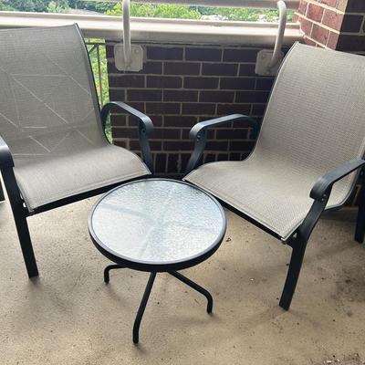 Stackable Patio Armchair Pair With Side Table