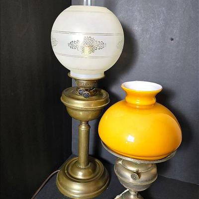 Vintage Converted Metal Hurricane Oil Lamps