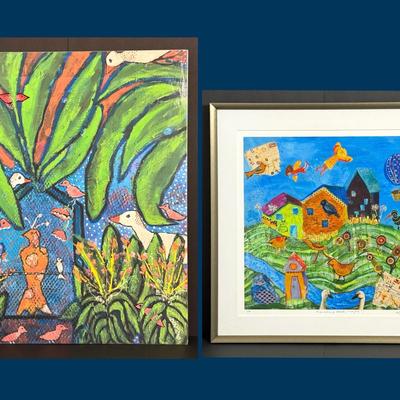 Folk Art Prints: “Traveling West (Maybe?)” By AE Diamond & Larger Enhanced Print 