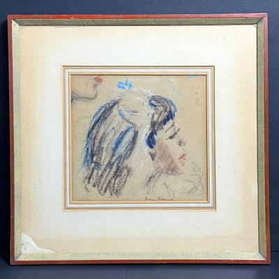 Bruce Franck Signed Pastel Sketch - Portrait Of Girl