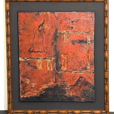 Asian Inspired Painting On Canvas - Framed 32x27”