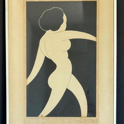 Signed Art Deco Nude Drawing “Another Modern Madonna” Dated 1937