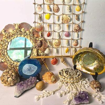 Boho Shell Mirror 15” Diameter, Plus More Shell Decor & Minerals