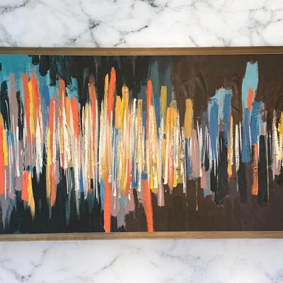 MCM Abstract Painting Signed Meyer - 21x49"