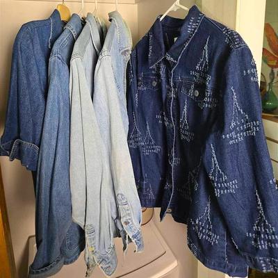 Women's Denim Shirts & Jackets: J Peterman, Ralph Lauren, Hilfiger - Size M & L