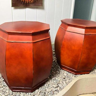 Asian Style Wood Stools - 12.5x16”