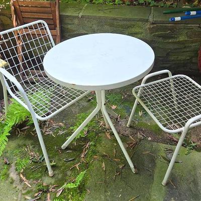 Vintage Bistro Table With Metal Chair And Stool
