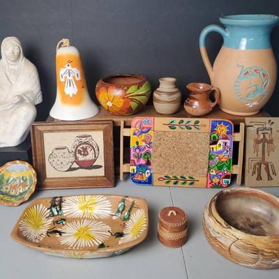 Native American & Mexican Inspired Decor: 13.5” Austin Productions Figurine, Pot, Pitcher & More