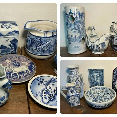 Chinese Blue & White Ceramic Vases, Tea Pots & More (LR512)