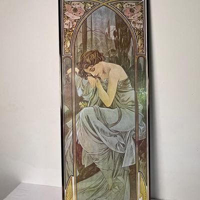 Alphonse Mucha Art Nouveau "At Night" Poster - 25x13.5"