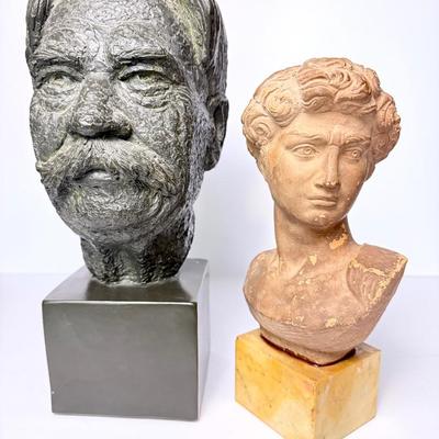 Bust Of Albert Schweitzer, Plaster, Esco Products 1960; Plus David Bust