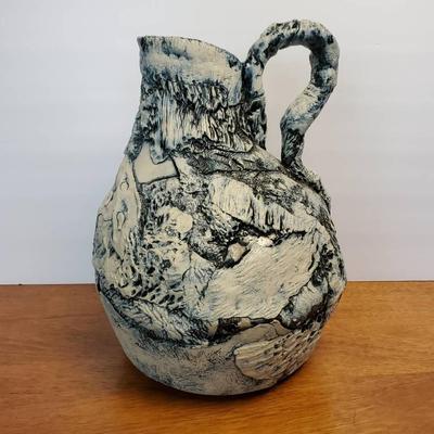 Sculpted Art Pottery Pitcher - 12”h